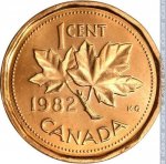 1 цент 1982 г. Канада(11) -241.3 - реверс