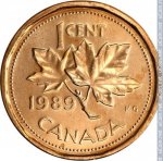 1 цент 1989 г. Канада(11) -241.3 - реверс