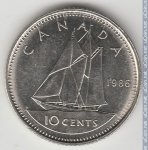 10 центов 1986 г. Канада(11) -241.3 - реверс