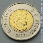 2 доллара 2012 г. Канада(11) -241.3 - реверс