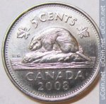 5 центов 2008 г. Канада(11) -241.3 - аверс