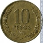 10 песо 1996 г. Чили(25) - 8.5 - аверс