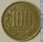 100 песо 1981 г. Чили(25) - 8.5 - аверс
