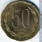 50 песо 1993 г. Чили(25) - 8.5 - аверс