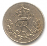 10 эре 1950 г. Дания(28) -131.8 - реверс