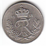 10 эре 1953 г. Дания(28) -131.8 - реверс