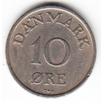 10 эре 1958 г. Дания(28) -131.8 - аверс