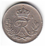 10 эре 1958 г. Дания(28) -131.8 - реверс