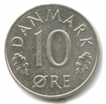 10 эре 1983 г. Дания(28) -131.8 - аверс