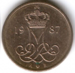 10 эре 1987 г. Дания(28) -131.8 - реверс