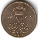 10 эре 1988 г. Дания(28) -131.8 - реверс