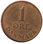 1 эре 1953 г. Дания(28) -131.8 - аверс