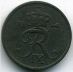 1 эре 1954 г. Дания(28) -131.8 - реверс