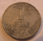 1 эре 1958 г. Дания(28) -131.8 - аверс