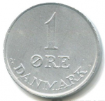 1 эре 1967 г. Дания(28) -131.8 - аверс