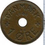 1 эре 1936 г. Дания(28) -131.8 - реверс