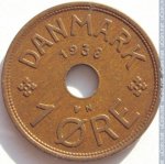 1 эре 1938 г. Дания(28) -131.8 - реверс