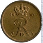 1 эре 1960 г. Дания(28) -131.8 - аверс