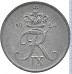 1 эре 1964 г. Дания(28) -131.8 - аверс