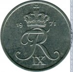 1 эре 1971 г. Дания(28) -131.8 - аверс