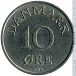 10 эре 1949 г. Дания(28) -131.8 - реверс
