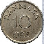 10 эре 1951 г. Дания(28) -131.8 - реверс