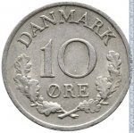 10 эре 1960 г. Дания(28) -131.8 - реверс