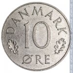 10 эре 1976 г. Дания(28) -131.8 - реверс