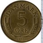 5 эре 1969 г. Дания(28) -131.8 - реверс