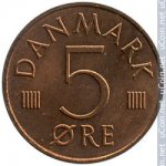 5 эре 1973 г. Дания(28) -131.8 - реверс