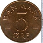 5 эре 1983 г. Дания(28) -131.8 - реверс