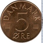 5 эре 1986 г. Дания(28) -131.8 - реверс