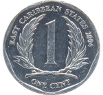 1 цент 2004 г. Восточные Карибские Штаты(Антигуа и Барбуду) -3.2 - аверс