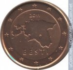 1 цент 2011 г. Эстония(26) - 85.7 - реверс