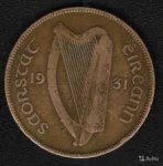 1 пенни 1931 г. Ирландия(9) - 73.7 - аверс
