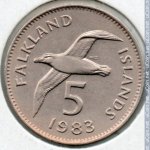 5 пенсов 1983 г. Фолклендские острова(24) -44 - реверс