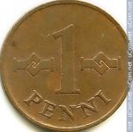 1 пенни 1966 г. Финляндия(24) -510.5 - реверс