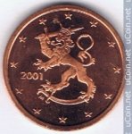 2 цента 2001 г. Финляндия(24) -510.5 - реверс