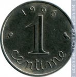 1 сантим 1966 г. Франция(24)-  827 - аверс