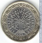 1 евро 2001 г. Франция(24)-  880.5 - реверс