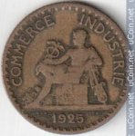 1 франк 1925 г. Франция(24)-  880.5 - реверс