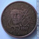 2 цента 2001 г. Франция(24)-  827 - реверс