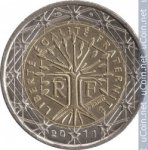 2 евро 2011 г. Франция(24)-  880.5 - реверс