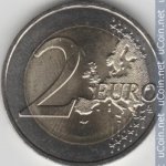 2 евро 2016 г. Франция(24)-  880.5 - реверс