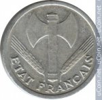 2 франка 1943 г. Франция(24)-  880.5 - реверс