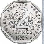 2 франка 1993 г. Франция(24)-  880.5 - реверс