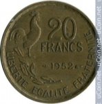20 франков 1952 г. Франция(24)-  880.5 - аверс