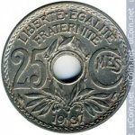 25 сантимов 1937 г. Франция(24)-  880.5 - аверс