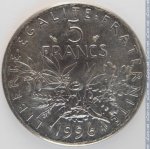 5 франков 1996 г. Франция(24)-  880.5 - реверс
