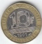 10 франков 1991 г. Франция(24)-  880.5 - аверс